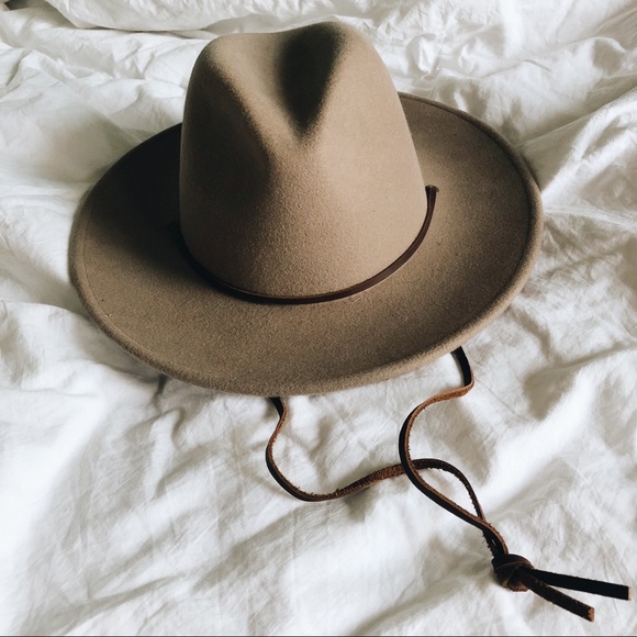 SOLD•Tan Brixton Flat Brimmed Hat - Picture 2 of 5